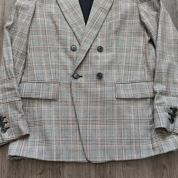FRAME PLAID DOUBLE BREASTED BLAZER WOMENS LARGE - Picture 3 of 8